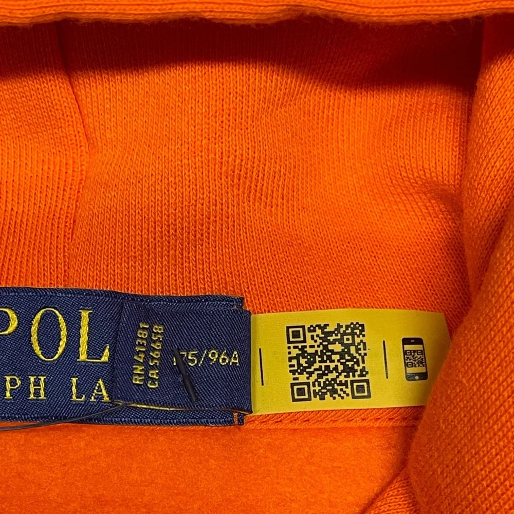 Polo Ralph Lauren Hoodie Mens Medium Orange Expedition Spellout Logo Embroidered